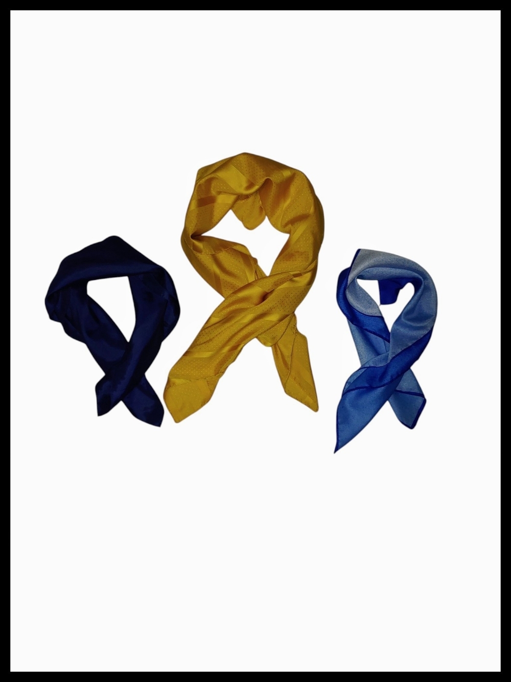 Vintage Scarf Trio - Blue, Mustard & Navy